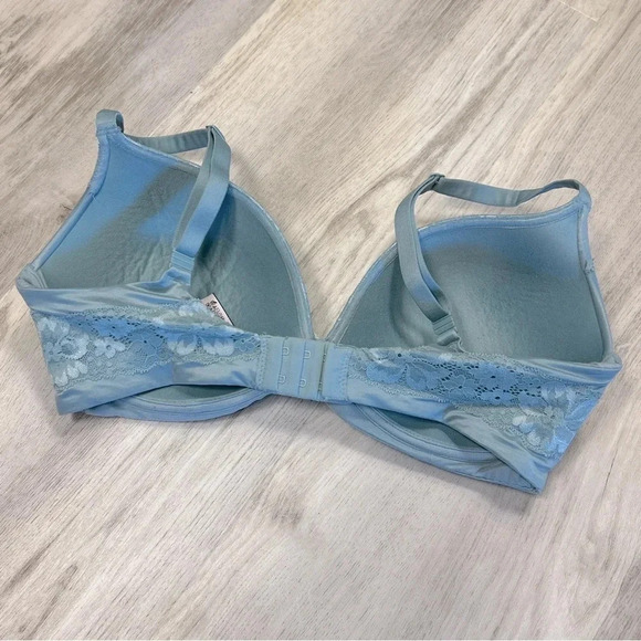 VS Body By Victoria No-Wire Lace Detail Heart Charm Bra / Soft Light Blue / 34DD - Picture 4 of 8
